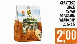Netto Supermercati Granterre snack asiago dop/grana padano DOP offerta