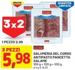 DPiù Salumeria del corso antipasto pancetta salame offerta