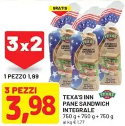 DPiù Texa's inn pane sandwich integrale offerta