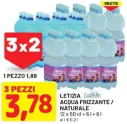 DPiù Letizia acqua frizzante/ naturale offerta