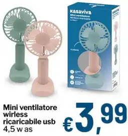 Qui Discount Mini ventilatore wireless ricaricabile usb offerta
