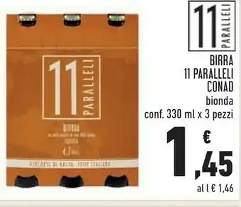 Conad 11 paralleli - chiara doppio malto classica 330 g(ml) offerta