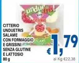 DEM Citterio unduetris salame con formaggio e grissini senza glutine e lattosio offerta