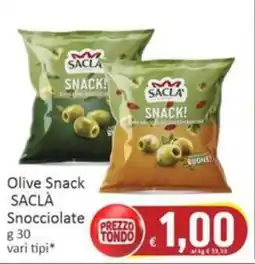Paghi Poco Olive Snack SACLÀ Snocciolate offerta