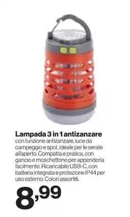 In'S Mercato Lampada 3 in 1 antizanzare offerta