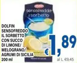 DEM Dolfin sensofreddo il sorbetto) con succo di limone/ melograno/ agrumi di sicilia offerta