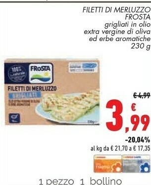 Conad Superstore Filetti di merluzzo 230 g(ml) offerta