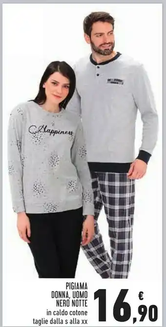 Conad Superstore Pigiama donna uomo nero notte offerta