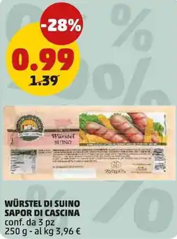 PENNY Würstel di suino SAPOR DI CASCINA offerta