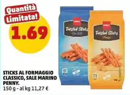 PENNY Sticks al formaggio classico, sale marino PENNY offerta