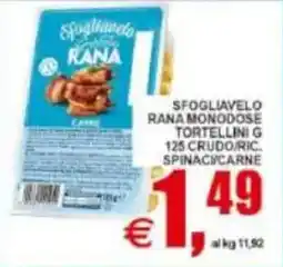 Pewex Sfogliavelo rana monodose tortellini crudo/ric. spinaci/carne offerta