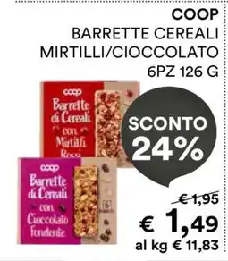 Coop COOP BARRETTE CEREALI MIRTILLI/CIOCCOLATO offerta