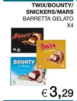 Coop TWIX/BOUNTY/SNICKERS/MARS BARRETTA GELATO X4 offerta