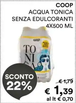Coop COOP ACQUA TONICA SENZA EDULCORANTI 4X500 ML offerta