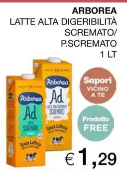 Coop ARBOREA LATTE ALTA DIGERIBILITÀ SCREMATO/ P.SCREMATO 1 LT offerta