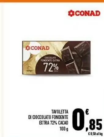 Conad City Conad tavoletta di cioccolato fondente extra 72% cacao offerta