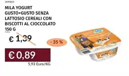 Prezzemolo e Vitale Mila yogurt gusto+gusto senza lattosio cereali con biscotti al cioccolato offerta