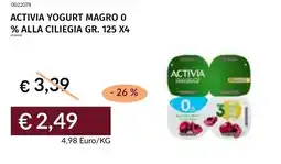 Prezzemolo e Vitale Activia yogurt magro 0 % alla ciliegia offerta