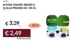 Prezzemolo e Vitale Activia yogurt magro o % alla prugna offerta