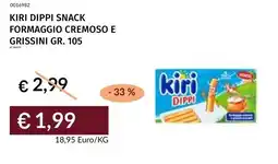 Prezzemolo e Vitale Kiri dippi snack formaggio cremoso e grissini offerta