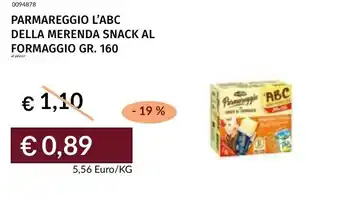 Prezzemolo e Vitale Parmareggio l'abc della merenda snack al formaggio offerta