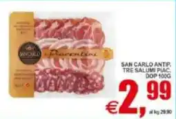 Pewex San carlo antip. tre salumi piac. dop offerta