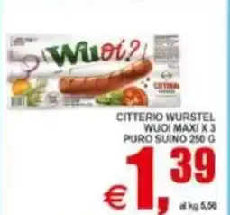 Pewex Citterio wurstel wuoi maxi x3 puro suino offerta