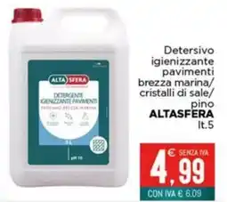 Altasfera Detersivo igienizzante pavimenti brezza marina/ cristalli di sale/ pino ALTASFERA offerta