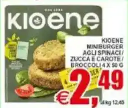 Pewex Kioene miniburger agli spinaci zucca e carote broccoli offerta