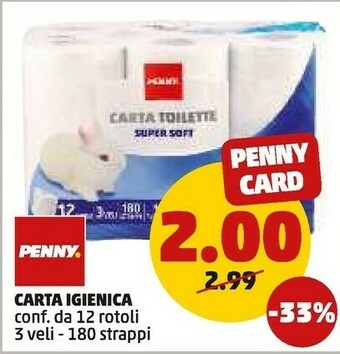 PENNY Carta igienica 12 rotoli offerta