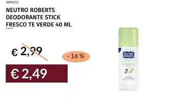 Prezzemolo e Vitale Neutro roberts deodorante stick fresco te verde offerta