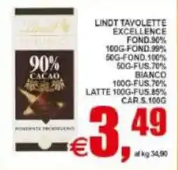 Pewex Lindt tavolette excellence fond.90% offerta