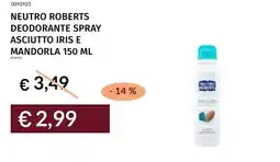 Prezzemolo e Vitale Neutro roberts deodorante spray asciutto iris e mandorla offerta