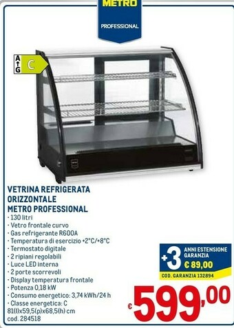 Vetrina refrigerata orizzontale metro professional