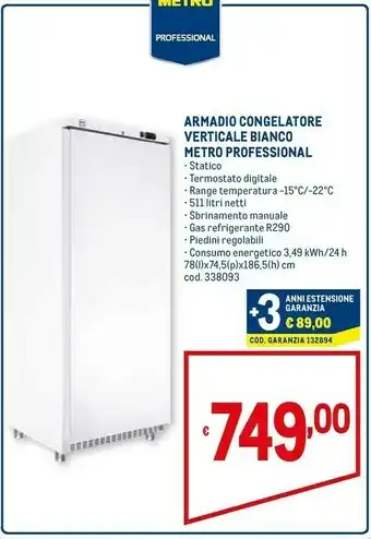 Armadio congelatore verticale bianco