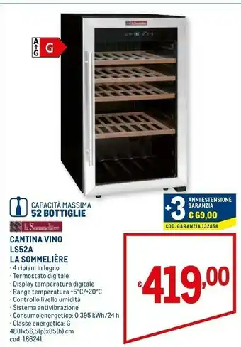 Metro La sommelière ls 33 cantina vino libera installazione nero 33 bottiglia/bottiglie cantinetta vino con compressore b offerta