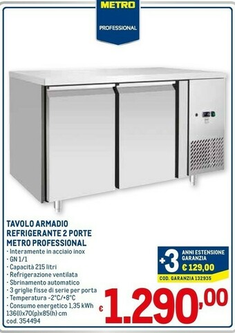 Metro Tavolo armadio refrigerante 2 porte metro professional offerta