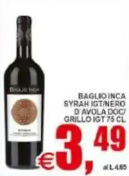 Pewex Baglio inca syrah igtinero d'avola doc/ grillo igt offerta
