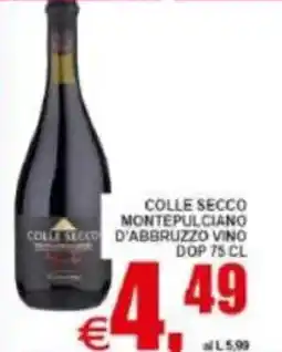 Pewex Colle secco montepulciano d'abbruzzo vino dop offerta