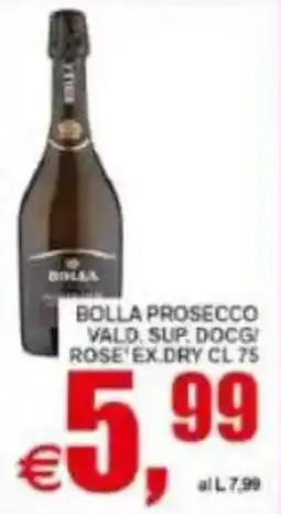 Pewex Bolla prosecco vald. sup. docg/ rose ex dry offerta