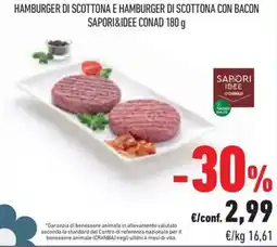 Conad Hamburger di scottona e hamburger di scottona con bacon offerta