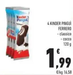 Conad 4 kinder pinguì ferrero offerta