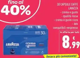 Conad 30 capsule caffè lavazza offerta