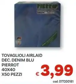 Vivo Supermercati Tovaglioli airlaid dec. denim blu pierrot 40x40 offerta