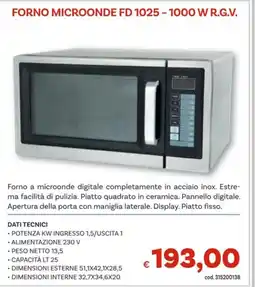 Vivo Supermercati FORNO MICROONDE FD 1025 - 1000 W R.G.V. offerta