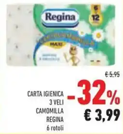 Conad Carta igienica 3 veli camomilla regina offerta