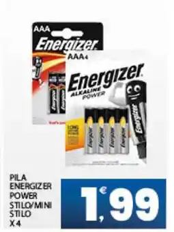 Eurospar PILA ENERGIZER POWER STILO/MINI STILO X 4 offerta