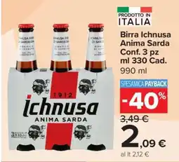 Carrefour BIRRA ICHNUSA ANIMA SARDA offerta