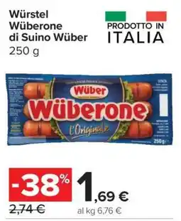 Carrefour WÜRSTEL WÜBERONE DI SUINO WÜBER offerta