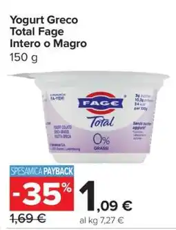 Carrefour Yogurt Greco Total Fage Intero o Magro offerta
